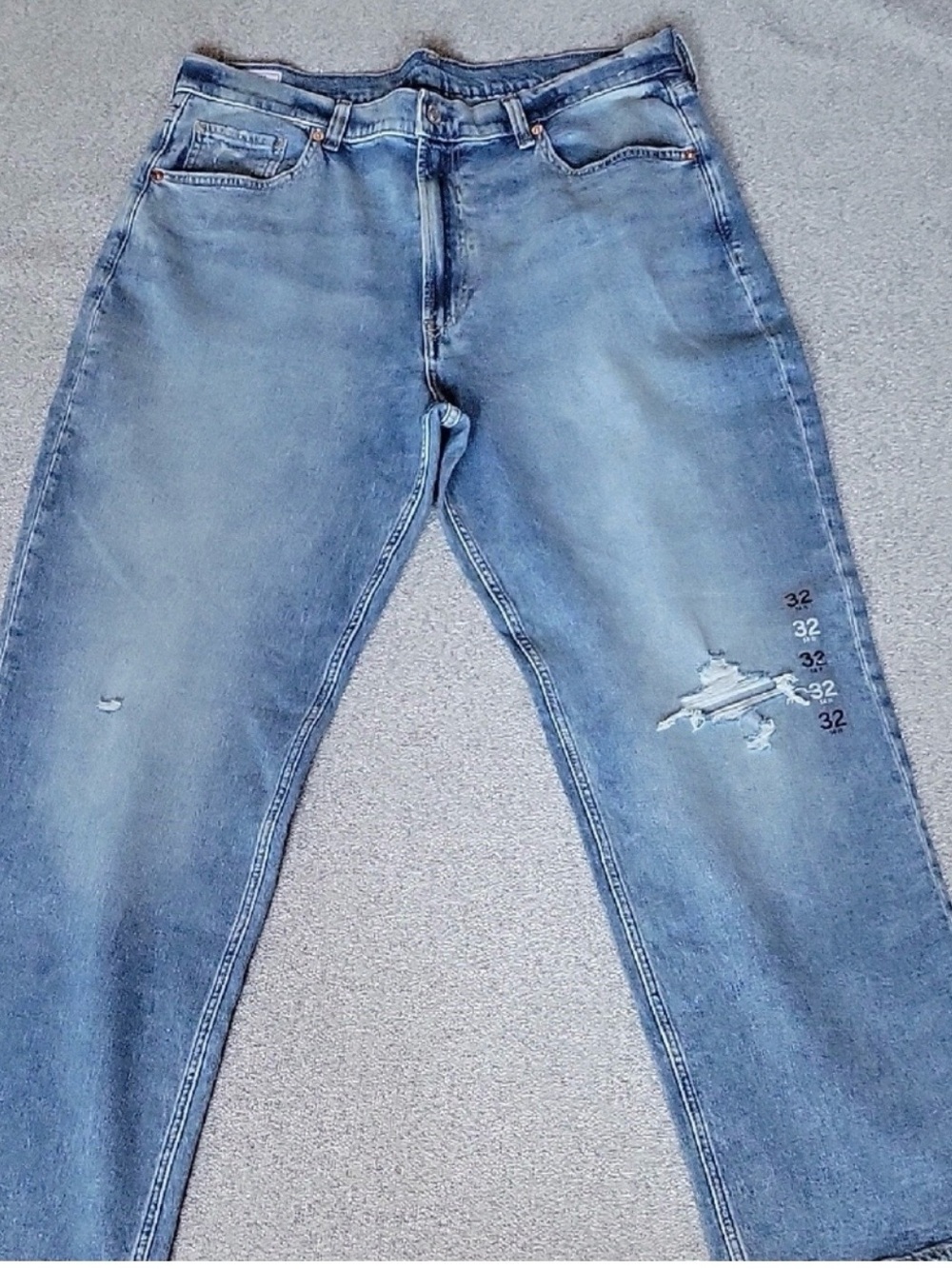 GAP Light Blue Wide Leg Jeans with Distressed Detail